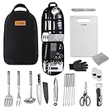 Portable Camping Cooking Utensils Set - 19 PCS Outdoor Camping Cookware Set with Carrying Bag,Camp...