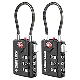 SURE LOCK TSA Compatible Travel Luggage Locks, Inspection Indicator, Easy Read Dials - 2 pack