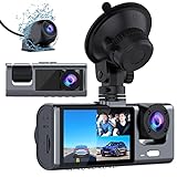 3 Channel Dash Cam Front and Rear Inside, 1080P Dash Camera for Cars, Dashcam Three Way Triple Car...