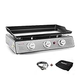 Royal Gourmet PD1301S Portable 24-Inch 3-Burner Table Top Gas Grill Griddle with Cover, 25,500 BTUs,...