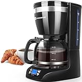 Aigostar Programmable Coffee Maker, 8 Cup Coffee Maker with Glass Carafe, Auto Pause Small Coffee...