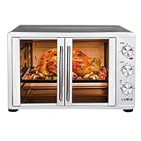 LUBY Large Toaster Oven Countertop, French Door Designed, 55L, 18 Slices, 14'' pizza, 20lb Turkey,...
