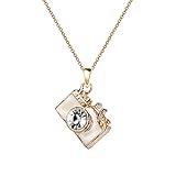 Monnel NC053 Cute White 3D Crystal Camera Charm Pendant Necklace, Standard