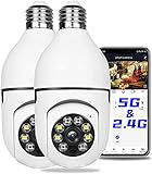 2Pcs Light Bulb Security Camera 2.4GHz & 5G WiFi Outdoor, 1080P E27 Light Socket Security Camera,...