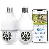 Light Bulb Security Camera, 5G/2.4G WiFi Security Cameras Wireless Outdoor with Motion Detection and...