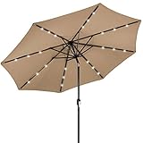 Best Choice Products 10ft Solar Powered Aluminum Polyester LED Lighted Patio Umbrella w/Tilt...