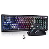 ZJFKSDYX C104 Wireless Gaming Keyboard and Mouse Combo - RGB Backlit, Mechanical Feel,...