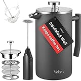 【Look for a New French Press?】Veken French Press Coffee Tea Maker 34oz, 304 Stainless Steel...
