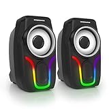 Computer Speakers,2.0 Stereo Volume Control Gaming Speakers with Surround Sound,6 RGB LED Backlit...