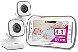 Video Baby Monitor, 4.3' High Resolution Display, 2 Cams for 2 Rooms, 18-Hour Battery Life, 1000ft...