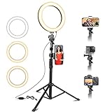 Selfie Ring Light with Tripod Stand and Phone Holder, Eicaus Tripod for iPhone with Ringlight for...