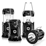 DIBMS 4-Pack Solar Camping Lantern, Collapsible LED Solar USB Rechargeable Lantern Flashlight...