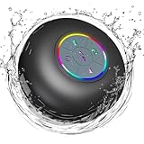 Luzsco Bluetooth Shower Speaker with LED – Portable Wireless Mini Speaker with Mic & Suction Cup,...