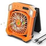 Camping Fan Battery Powered & Solar Powered, Portable Solar Fan 10000mAh Rechargeable Outdoor Fans...