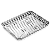 WEZVIX Stainless Steel Baking Sheet with Rack Set Tray Cookie Sheet & Oven Pan 12.5 x 10 x 1 inch,...