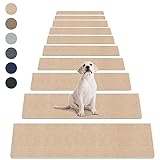 HAODEMI 8' X 30' (15 in Pack) Non-Slip Stair Treads Carpet for Wooden Steps, Self-Adhesive Stair...