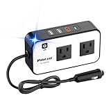 200W Car Power Inverter, PiSFAU DC 12V to 110V AC Car Plug Adapter Outlet with [20W USB-C] /USB-Fast...