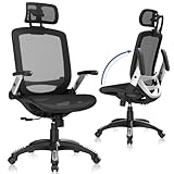 GABRYLLY Ergonomic Office Chair, High Back Home Desk Chair with Headrest, Flip-Up Arms, 90-120°...