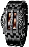 Binary Matrix Blue LED Digital Watch Mens Classic Creative Fashion Black Plated Wrist Watches (Black...