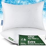 Cooling Bed Pillows for Sleeping 2 Pack, Shredded Memory Foam Pillows Queen Size Set of 2 -...