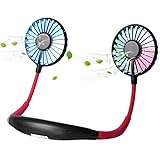 Upgraded Version Portable Neck Fan, Color Changing LED, with Aromatherapy, 360° Free Rotation, and...