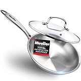 Mueller DuraClad Tri-Ply Stainless Steel 8-Inch Fry Pan with Lid, Extra Strong Cookware, 3-layer...