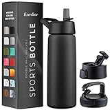 Triple-Insulated Stainless Steel Water Bottle with Straw Lid - Flip-Top Lid - Wide-Mouth Cap (25 Oz)...
