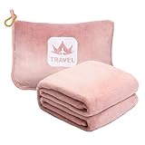 Excervent Travel Blanket 2 in 1 Soft Flannel Airplane Throw Blankets in Soft Bag Pillow case with...