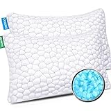 Cooling Bed Pillows for Sleeping 2 Pack Shredded Memory Foam Adjustable Cool BAMBOO Pillow for Side...