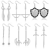 6 Pairs Gothic Earrings Gothic Jewelry Medieval Renaissance Dangle Earrings Sword Earrings Vampire...