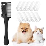 Razor Comb for Dogs Cats with 10 Pcs Extra Blades, Pet Razor Comb 2 in 1 | Trimming & Grooming, Dog...