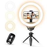 UBeesize 10' Selfie Ring Light with Tripod Stand & Cell Phone Holder, Dimmable Desktop LED Circle...