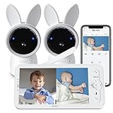 ARENTI Video Baby Monitor, Audio Monitor with Two 2K Ultra HD WiFi Cameras,5' Color Display,Night...