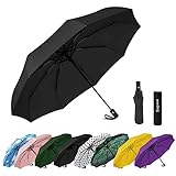 SIEPASA Windproof Travel Compact Umbrella, 8-Ribs Anti-UV Waterproof Folding Umbrella with Telfon...