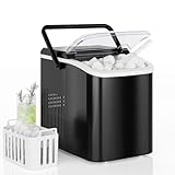 DUMOS Countertop Ice Maker with Handle, 26lbs/24H Portable Ice Machine, 9 Bullet Ice Cubes Ready in...