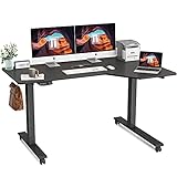FEZIBO Reversible L-Shaped Electric Standing Desk, 55 Inch Height Adjustable Stand up Table, Sit...
