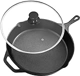 Utopia Kitchen 12 inch Pre-Seasoned Cast Iron Skillet With Lid - Frying Pan - Cast Iron Pan - Safe...