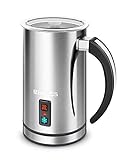 Milk Frother, EZBASICS Electric Milk Steamer Stainless Steel, 8.4oz/250ml Automatic Hot and Cold...