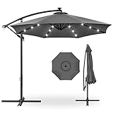 Best Choice Products 10ft Solar LED Offset Hanging Market Patio Umbrella for Backyard, Poolside,...
