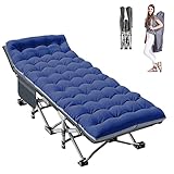 ABORON Folding Camping Cot W/Mat for Adults, Heavy Duty Outdoor Bed with Carry Bag,1200 D Layer...