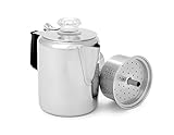 GSI Outdoors Glacier Stainless Steel Percolator Coffee Pot with Silicone Handle for Camping and...