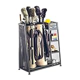 Suncast Metal Golf Equipment Organizer Storage Rack for Golf Bags, Clubs, and Accessories with 3...