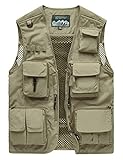 Yimoon Men’s Utility Vest Fishing Travel Safari Photo Cargo Vest Outdoor Work Mesh Vest with...