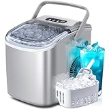 Portable Countertop Ice Maker Machine with Handle, 9 Bullet-Shaped Ice Cubes Ready in 6 Mins,...