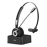 Golvery Bluetooth Headset with Microphone, Truck Driver Headset w/Charging Base, Wireless Office PC...