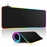 Large RGB Gaming Mouse Pad -15 Light Modes Touch Control Extended Soft Computer Keyboard Mat...