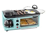 Nostalgia Retro 3-in-1 Family Size Electric Breakfast Station, Non Stick Die Cast Grill/Griddle, 4...