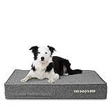 The Dog’s Bed Orthopedic Memory Foam Dog Bed, Large Grey Linen 40x25, Pain Relief for Arthritis,...