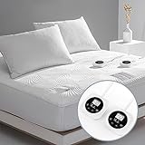 King Size Electric Heated Mattress Pad 10 Heat Settings Dual Control with Timer for 1-12 Hours Auto...