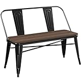 Yaheetech Industrial Metal Bench Mid-Century 3 Person Chair Dining Room Long Bench Dining Bench...